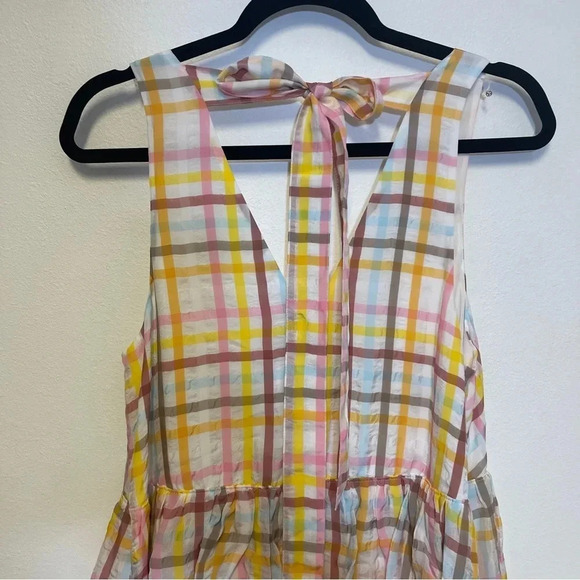 NWT Cinq a Sept Astor Plaid Gingham Midi Dress - Spring Summer Ruffled Tiered - Picture 5 of 8